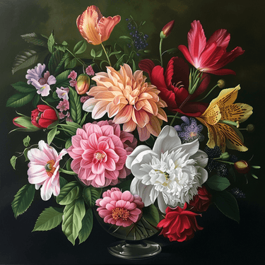 Vase of Flowers Oil Canvas